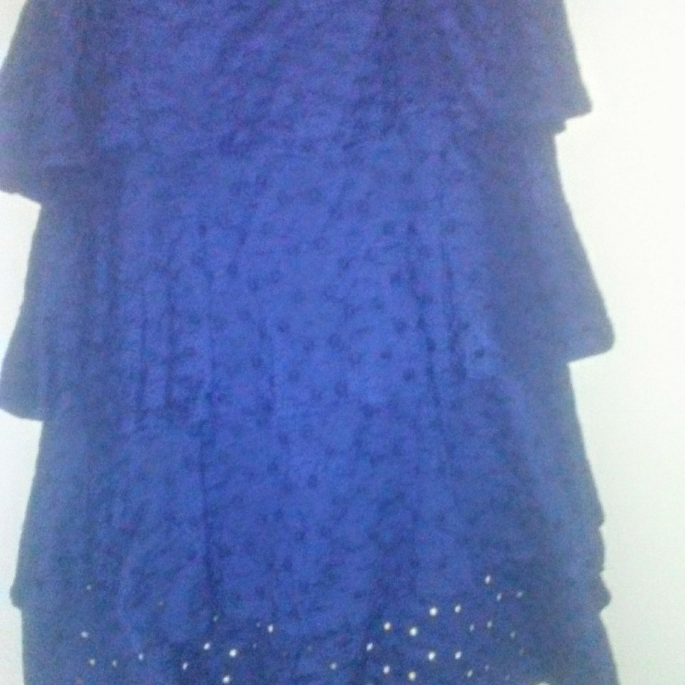 Sleeveless Blue 4 Tiered Eyelet Top XL - Picture 2 of 7
